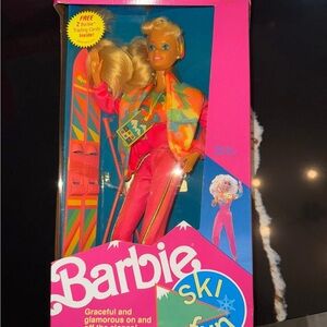 Barbie Pink and Orange Ski Dolls & Reebok Ken Set